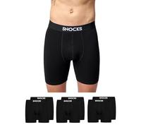 Snocks Long Boxer Homme Coton Bio Lot de 6 Calecons Hommes Taille S à 4XL Long sous-Vêtement (as4, Alpha, l, Regular, Regular, 6X Noir)
