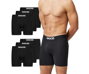 Snocks Long Boxer Homme Coton Bio Lot de 6 Calecons Hommes Taille S à 4XL Long sous-Vêtement (as4, Alpha, 4X_l, Regular, Regular, 6X Noir)