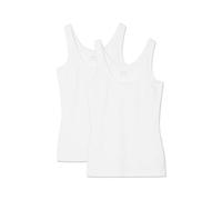 Snocks Lot de 2 Débardeurs Femme 95% Coton Biologique Top Blanche Taille XS (34) Maillots De Corps Blanc