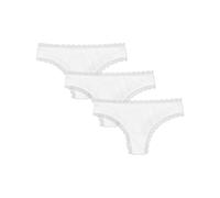 Snocks Lot de 3 Strings Dentelle pour Femme en Coton Bio - Design Confortable - sous-Vêtements Sexy pour Femme sans Étiquette - Taille S Couleur Blanc