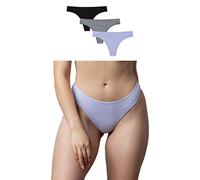 Snocks Lot de 3 Strings pour Femme en Coton Bio - Design Confortable - sous-Vêtements Sexy pour Femme sans Étiquette - Taille M Couleur Mixte (Violet/Vert Brumeux/Noir)