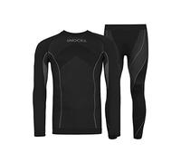 Snocks sous-vêtement Thermique Homme - Ensemble Thermique Hiver Isolant, Anti-odeurs, Respirant, ne Glisse Pas, sans frottement, Extensible - idéal Sports d’Hiver, Ski - Taille L - Noir