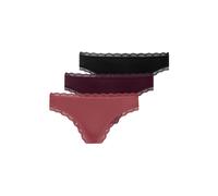 Snocks Lot de 3 Strings Dentelle pour Femme en Coton Bio - Design Confortable - sous-Vêtements Sexy pour Femme sans Étiquette - Taille M Couleur Mixte (Mauve/Rouge/Noir)