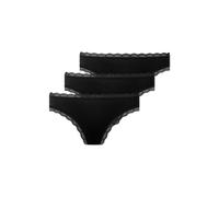 Snocks Lot de 3 Strings Dentelle pour Femme en Coton Bio - Design Confortable - sous-Vêtements Sexy pour Femme sans Étiquette - Taille M Couleur Noir