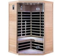 SNÖ Sauna Infrarouge d'Angle 3 Places 2180W | Bois Hemlock du Canada, Panneaux Carbone, Bluetooth | Chromothérapie, Façade Vitrée, Température Réglable