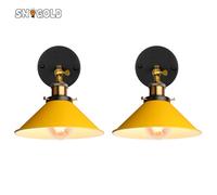 SNOGOLD 2X Applique Murale Rétro Abat-jour Ø22cm Jaune en Forme de Parapluie E27 Luminaire en Métal Vintage Plafonnier pour Couloir