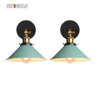 SNOGOLD 2X Applique Murale Rétro Abat-jour Ø22cm Vert en Forme de Parapluie E27 Luminaire en Métal Vintage Plafonnier pour Couloir