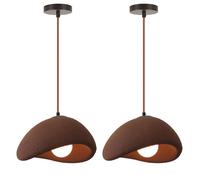 SNOGOLD 2x Suspension Moderne Lampe de Plafonde Abat-jour en PVC Ciment Ø30cm Brun, E27 Lustre Industriel Luminaire pour Salon