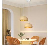 SNOGOLD 2X Suspension Vintage Lustre de Milieu du Siècle, Abat-jour en PVC de Dôme Jaune Pâle Ø30cm, E27 Luminaire de Couloir Salon