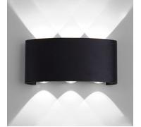 SNOGOLD 6W Applique Murale Extérieur Moderne, Éclairage Étanche Lumière Blanche Lampe Murale en Aluminium Vers le Haut et Bas, Noir