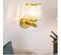 SNOGOLD Applique Murale Rétro en Cristal, Lampe Murale Moderne en Cristal Rond Doré, E27 Luminaire pour Chevet Chambre Couloir
