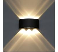 SNOGOLD Moderne 6W Applique Murale LED Interieur en Aluminium Noir, Lampe Murale Blanc Chaud Up Down LED pour Chambre Couloir