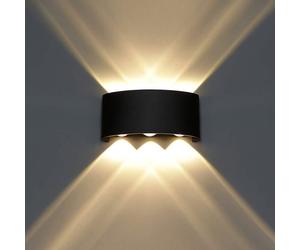 SNOGOLD Moderne 6W Applique Murale LED Interieur en Aluminium Noir Lampe Murale Blanc Chaud Up Down LED pour Chambre Couloir