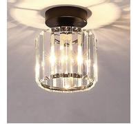 SNOGOLD Plafonnier Moderne Lustre en Cristal et Métal, Suspension Luminaire E27 Éclairage Lampe de Plafond Cylindre de Chambre,