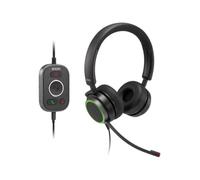 Snom A330D Casque Filaire avec Micro, Jack 3,5mm/USB, Réduction de Bruit | Audio pleine bande, commande 5 boutons, coussinets similicuir mémoire de forme, supra-auriculaire