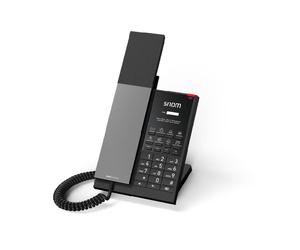 Snom HD350A Téléphone analogique pour hôtel avec boîtier antibactérien, façade personnalisable et conception conforme au RGPD.