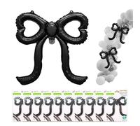 SNOMEL Lot de 10 ballons noirs avec nœud - Décorations d'anniversaire à thème mignon pour filles, énormes ballons en aluminium - Pour fête prénuptiale, mariage, remise de diplôme, fiançailles