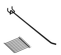 SNOMEL Lot de 10 crochets robustes pour panneau perforé de 6,35 mm, crochets muraux pour panneaux perforés de 25,4 cm, crochets muraux pour garage, bureau, cuisine