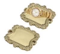 SNOMEL Lot de 2 plateaux à bijoux antiques pour bagues, style baroque, pour commode, collier, bracelet, femme, mariage, anniversaire (couleur laiton)