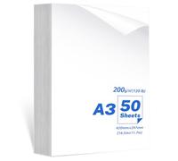 SNOMEL Lot de 50 feuilles de papier photo A3 simple face, 200 g/m², blanc brillant, papier d'impression photo avancé pour imprimante à jet d'encre, couverture d'image, brochures