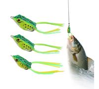 SNOMEL Lot de 9 leurres en silicone creux pour grenouille avec double hameçon, leurres de pêche artificiels pour grenouille d'eau, appâts de pêche souples pour bar, serpent, truite, brochet, eau douce