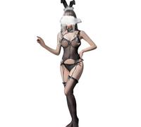 SNOMYRS Bunny Anime Dessous für Frauen See Through Mesh Bunny Senpai Kostüm Dessous Bodysuit One Piece Strümpfe