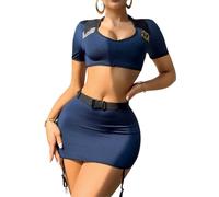 SNOMYRS Costume sexy d'Halloween - Uniforme de police - Tenue anime - Cosplay - Sous-vêtement pour officier secrétaire - Costume d'enseignant