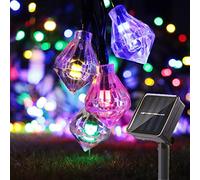 SNOMYRS Guirlande lumineuse solaire d'extérieur de 6,3 m avec 30 LED en forme de diamant pour mariage, Noël, décoration de terrasse (multicolore)