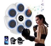 SNONRDO Boxe Mural Musique, Machine De Boxe Musicale Adulte, Music Boxing Machine, Machine Boxe Musicale Adulte, Boxing Training Mural pour EntraîNement (A-Blanc (Gants Demi-Doigts))