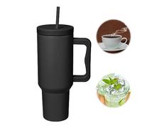 SNONRDO Gobelet isotherme de 1200 ml avec paille et poignée, Tasse isotherme de voyage en acier inoxydable 304, tasse à café, tient au chaud pendant 12 heures et glace pendant 24 heures (Noir)