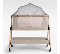 SnooBee Lit Bebe Berceau Cododo Bébé Réglable - Lit Co-Sleeper Nouveau-né avec Matelas, 7 Niveaux de Hauteur, Roulettes, Côtés en Mesh Respirant, Pliable avec Sac de Transport, 0-6 Mois