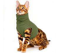 Snood Chat, Protection pour Plaie Au Cou Chat, Protège Le Cou des Irritations Et Empêche Les Démangeaisons Au Niveau des Points De Suture(Vert armée, XS)