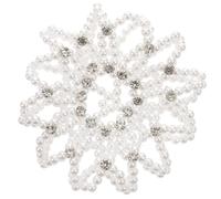Snood Élastique pour Cheveux Perles et Cristaux, Blanc, Ballet | Maille Crochetée, Maintien Rapide du Chignon, Confort Aéré, pour Scènes, Danse, Cheveux Longs
