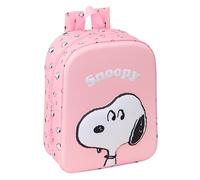 SNOOPY 3D - Sac à dos de crèche 3D, adaptable au chariot, nettoyage facile, idéal pour les enfants de différents âges, confortable et polyvalent, qualité et résistance, 22 x 10 x 27 cm, rose clair, M
