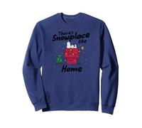 Snoopy and Woodstock Scène de Noël enneigée Sweatshirt, Unisexe pour Adultes, Bleu Marine, XXL