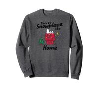 Snoopy and Woodstock Scène de Noël enneigée Sweatshirt, Unisexe pour Adultes, Chiné Foncé, M
