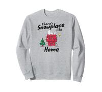 Snoopy and Woodstock Scène de Noël enneigée Sweatshirt, Unisexe pour Adultes, Gris Chiné, S
