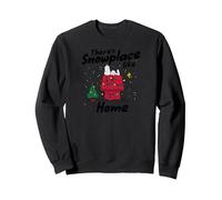 Snoopy and Woodstock Scène de Noël enneigée Sweatshirt, Unisexe pour Adultes, Noir, M