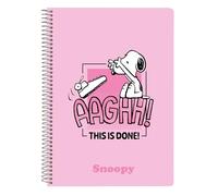 SNOOPY - Cahier quatrième 80 feuilles, couverture rigide, 1 design, idéal pour les enfants de différents âges, confortable et polyvalent, qualité et résistance, 15,5 x 22 cm