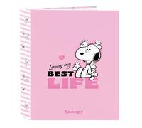 SNOOPY Classeur à 4 anneaux, idéal pour les enfants de différents âges, confortable et polyvalent, qualité et résistance, 27 x 6 x 33 cm