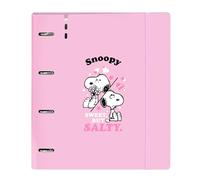 SNOOPY Classeur avec 4 anneaux de 35 mm, avec recharge, 100 feuilles A4, idéal pour les enfants de différents âges, confortable et polyvalent, qualité et résistance, 27 x 4 x 32 cm