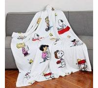 Snoopy Couverture en Polaire Douce en Microfibre Douce et Chaude de Noël ou pour Un canapé Relaxant Confortable, arachides TV pliées, 100% Polyester, Blanc, Taille Unique