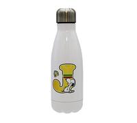 Snoopy CyP Brands Bouteille d'eau en acier inoxydable avec fermeture hermétique Lettre J multicolore Blanc 550 ml