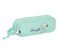 Snoopy Groovy Trousse Double pour Enfant, idéale pour Les Enfants d'âge Scolaire, Confortable et Polyvalente, qualité et résistance, 21 x 6 x 8 cm, Couleur Vert d'eau, Vert d'eau, Estándar,