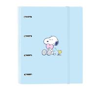 SNOOPY LOVE Classeur 4 anneaux de 35 cm avec 100 feuilles A4, idéal pour enfants de différents âges, confortable et polyvalent, qualité et résistance, 27 x 3,5 x 32 cm, bleu clair, M, Décontracté