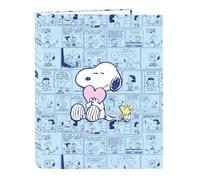 SNOOPY LOVE Classeur avec feuilles 4 anneaux, idéal pour enfants de différents âges, confortable et polyvalent, qualité et résistance, 26,5 x 33 cm, bleu clair, M, Décontracté