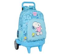 Snoopy Love - Grand Sac à Dos à roulettes, Compact évolution, Amovible, idéal pour Les Enfants de différents âges, Confortable et Polyvalent, qualité et résistance, 33 x 22 x 45 cm, Bleu Clair, M,