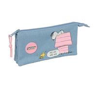 Snoopy Trousse Triple pour Enfant, idéale pour Les Enfants d'âge Scolaire, Confortable et Polyvalente, qualité et résistance, 22 x 3 x 12 cm