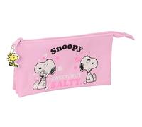 SNOOPY Trousse triple pour enfant, idéale pour les enfants d'âge scolaire, confortable et polyvalente, qualité et résistance, 22 x 3 x 12 cm