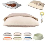 Snoozie Snuggle Burrow Bed, Snuggleburrow Calming Dog Cave Beds with Ultra-Soft Built-in Cover, Soft Plush Square Hooded Mats, Pet Sleeping Removable Washable Pad Pad Bags for Pets (Brown,S(50 * 40cm
